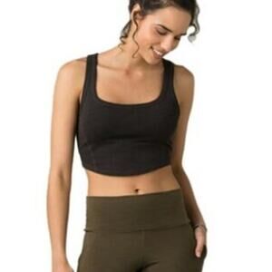 Prana Becksa Bralette Medium Brown Ribbed Athletic Cropped Tank Top Padded Yoga